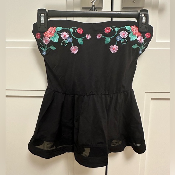 Anne Cole Wild Flower Embroidery Peplum Tankini Top Size S - Picture 5 of 7